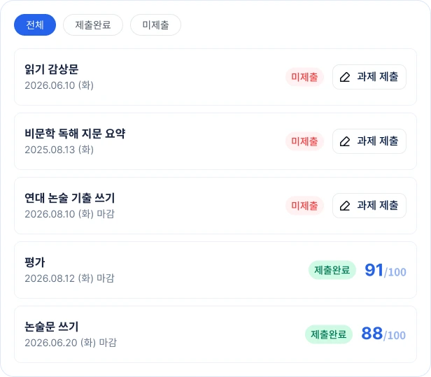 과제 제출 및 평가 결과